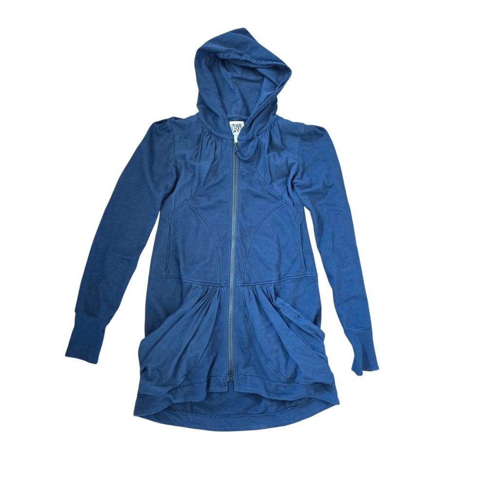 Prairie Underground Cloack Blue Avantgarde Ruched Pockets Hooded Cardigan sz XL